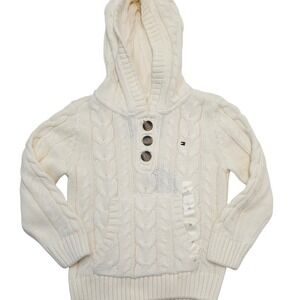 Tommy Hilfiger‎ Cream Cable Knit Hooded Sweater Size 3T